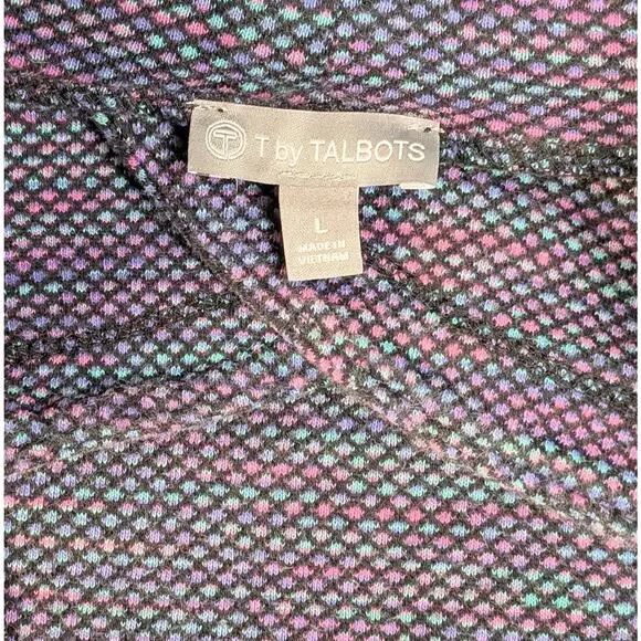 T by Talbots Sweatshirt Sz L Long Sleeve Pullover Cowl Neck Multicolored - Picture 3 of 7